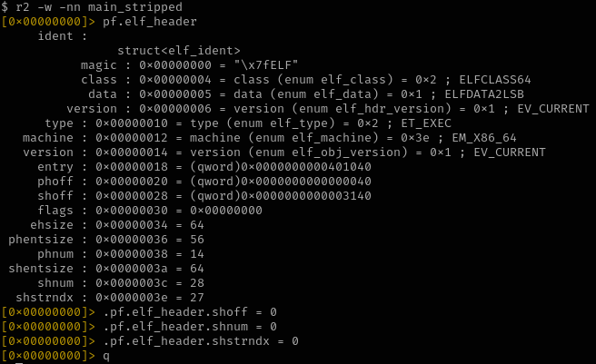 Hiding section headers in an ELF