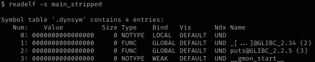 Stripping a binary from symbols